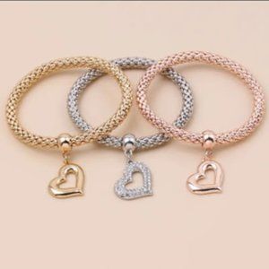 3 Piece Series Woven Bracelets, Popcorn Chain Stackable Elastic Bracelets